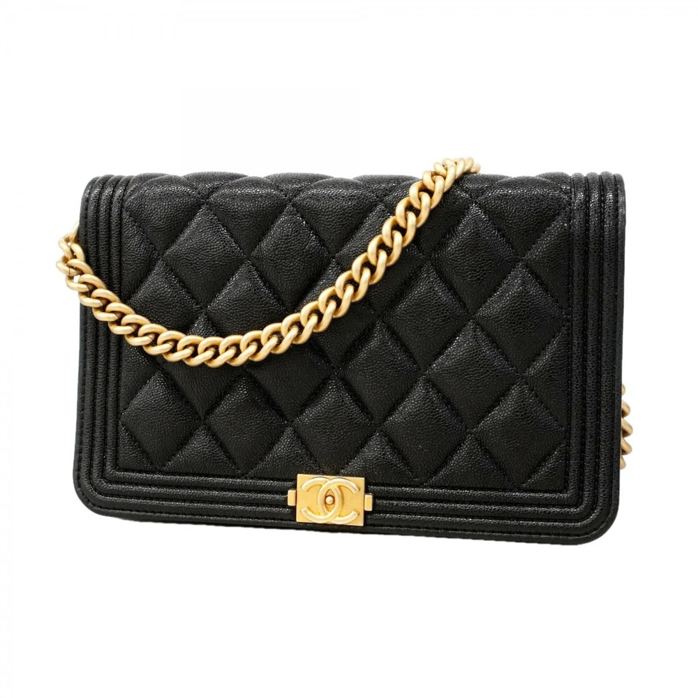 CHANEL Authentic Black Caviar Leather Wallet